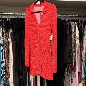 Free People Red Long Sleeve Dress